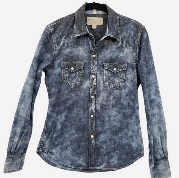 True Religion Denim Snap up Shirt Size S - Picture 4 of 15